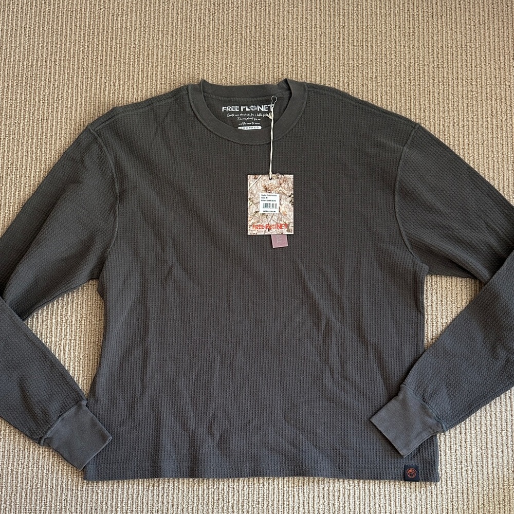 Mens Free Planet waffle tee shirt